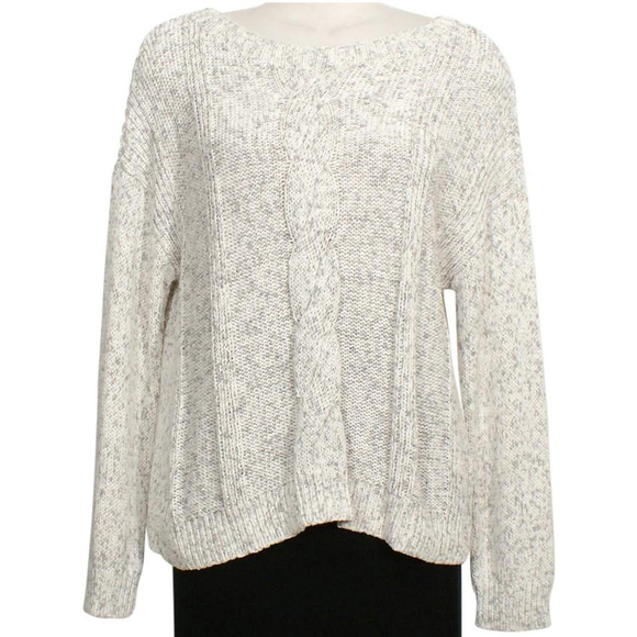 Gray Sprayed Cotton Blend Tape Boxy Crop Sweater L